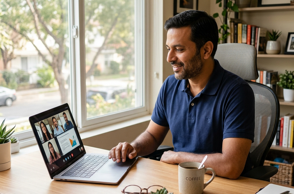 Professional working from home on reliable fiber internet